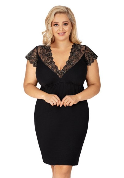 Sharon czarna plus size - koszulka nocna