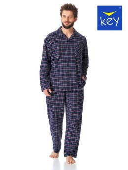 Piżama Key MNS 414 B23 dł/r Flanela 3XL-4XL rozpinana męska Key