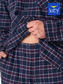 Piżama Key MNS 414 B23 dł/r Flanela 3XL-4XL rozpinana męska Key