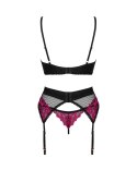 Komplet Obsessive Rosenty Set With Garter Belt XS-2XL Obsessive